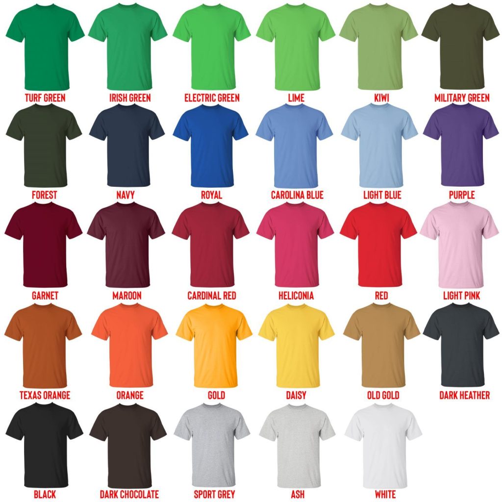 t shirt color chart - Yeat Store